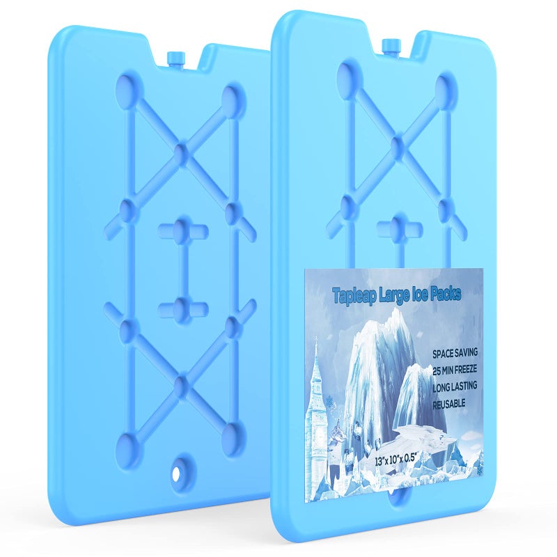 Tapleap Large Ice Packs for Coolers - Freezer Packs for Camping- Long Lasting Reusable Dry Ice Blocks, 13 x 10 x 0.5 inch, Quick Freeze - Set of 2 - Image 1
